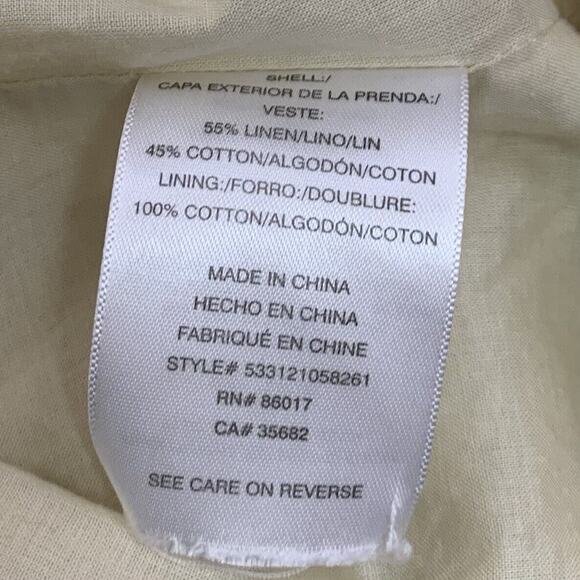 Bebe Jacket Women's Large Cream Shimmery Linen Blend Lightweight Long Blazer - Picture 4 of 9